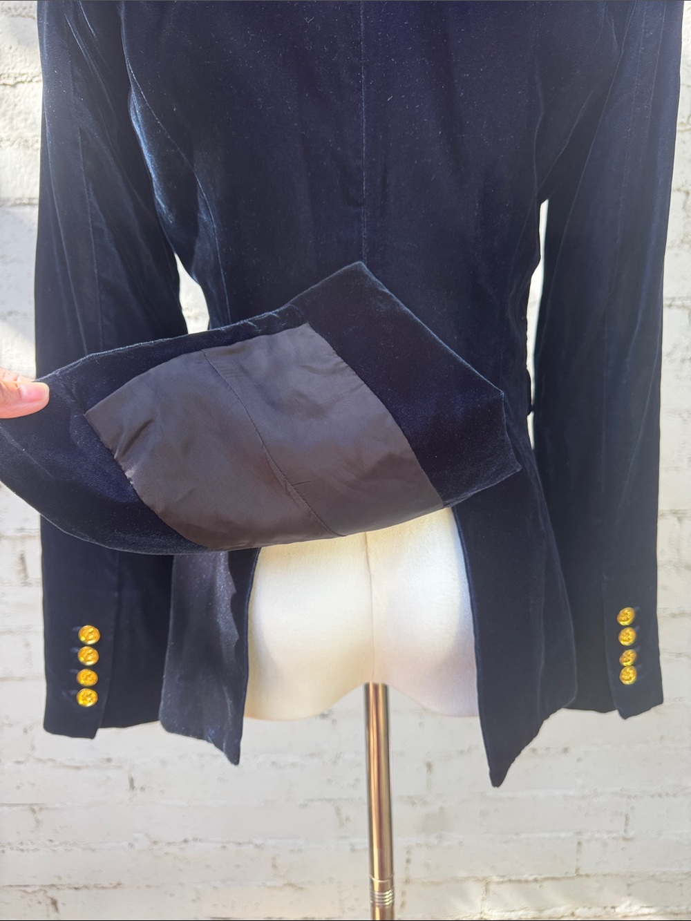 Smythe Velvet Peaked Lapel Blazer Sapphire Blue Size 2 - Picture 9 of 16